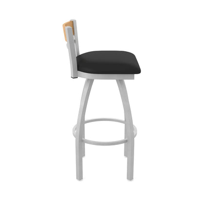 36" Swivel Extra Tall Bar Stool, Anodized Nickel Finish, Medium Back