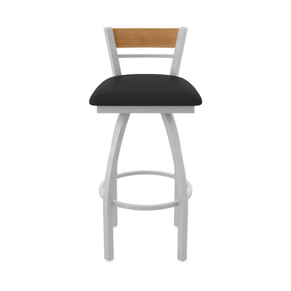36" Swivel Extra Tall Bar Stool, Anodized Nickel Finish, Medium Back