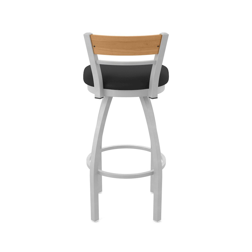 36" Swivel Extra Tall Bar Stool, Anodized Nickel Finish, Medium Back