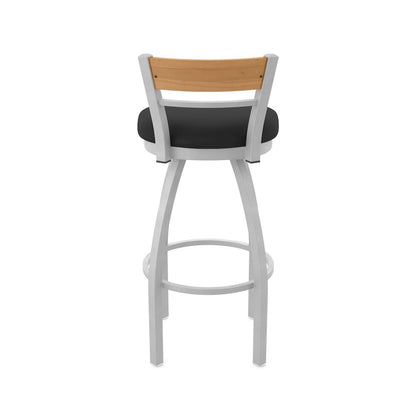 36" Swivel Extra Tall Bar Stool, Anodized Nickel Finish, Medium Back