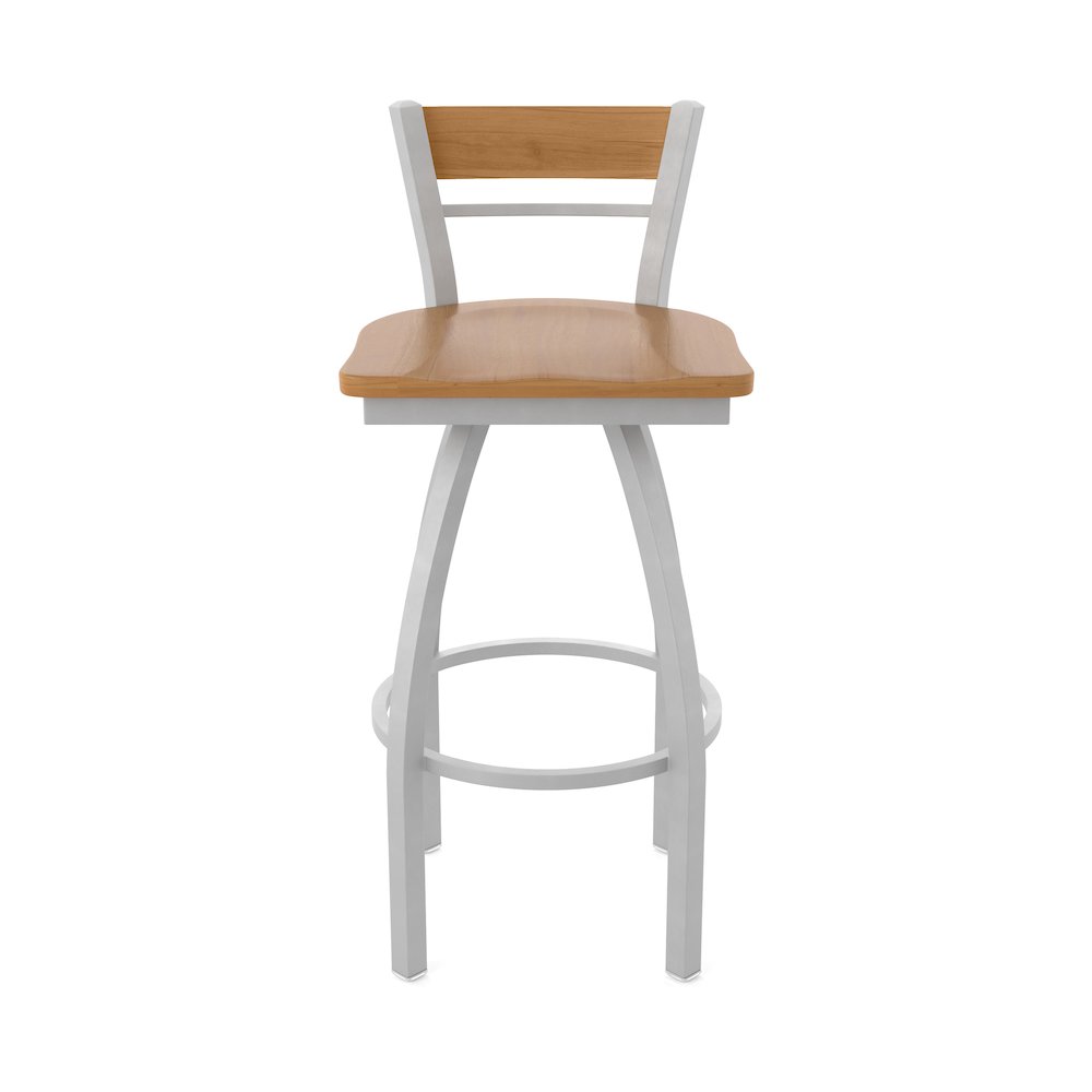 36" Swivel Extra Tall Bar Stool, Anodized Nickel Finish, Medium Back