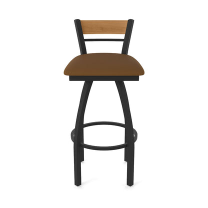 36" Swivel Extra Tall Bar Stool, Black Wrinkle Finish, Medium Back