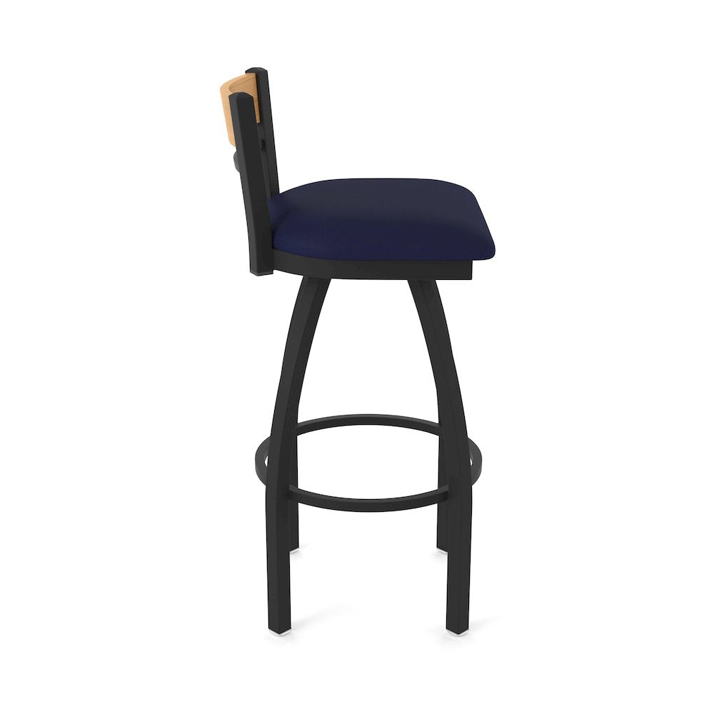 36" Swivel Extra Tall Bar Stool, Black Wrinkle Finish, Medium Back