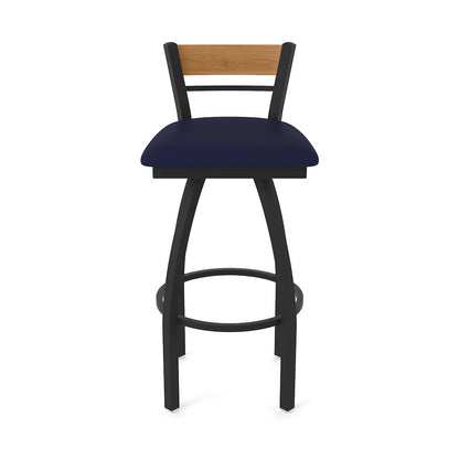 36" Swivel Extra Tall Bar Stool, Black Wrinkle Finish, Medium Back