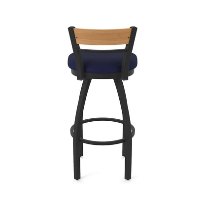 36" Swivel Extra Tall Bar Stool, Black Wrinkle Finish, Medium Back