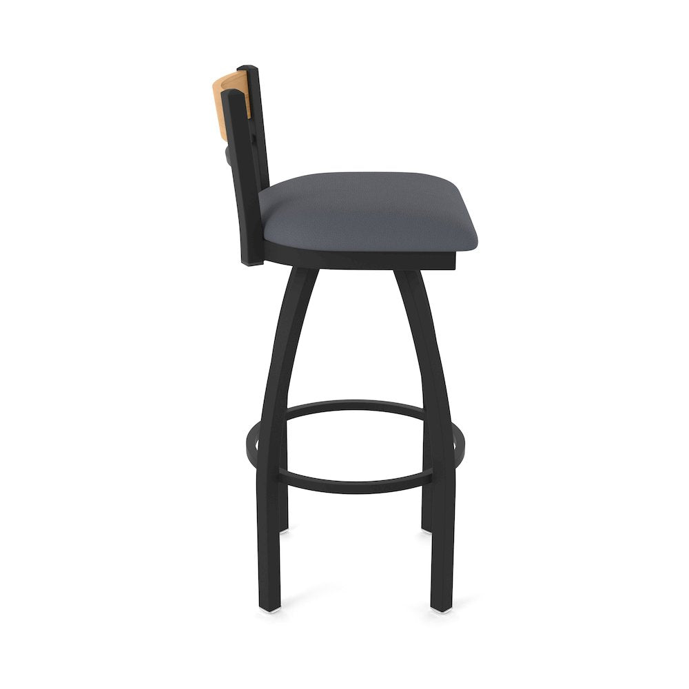 36" Swivel Extra Tall Bar Stool, Black Wrinkle Finish, Medium Back