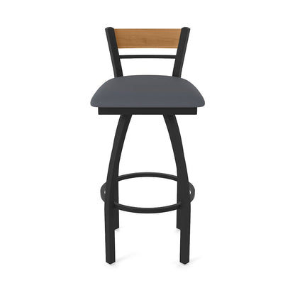 36" Swivel Extra Tall Bar Stool, Black Wrinkle Finish, Medium Back