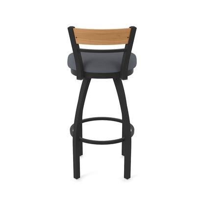 36" Swivel Extra Tall Bar Stool, Black Wrinkle Finish, Medium Back