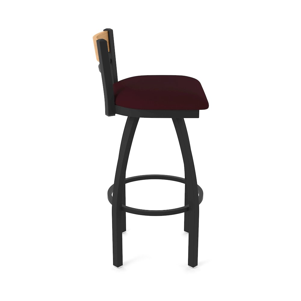36" Swivel Extra Tall Bar Stool, Black Wrinkle Finish, Medium Back