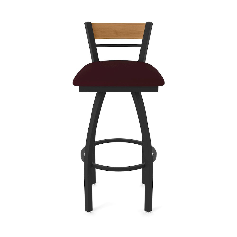 36" Swivel Extra Tall Bar Stool, Black Wrinkle Finish, Medium Back