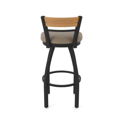 36" Swivel Extra Tall Bar Stool, Black Wrinkle Finish, Medium Back