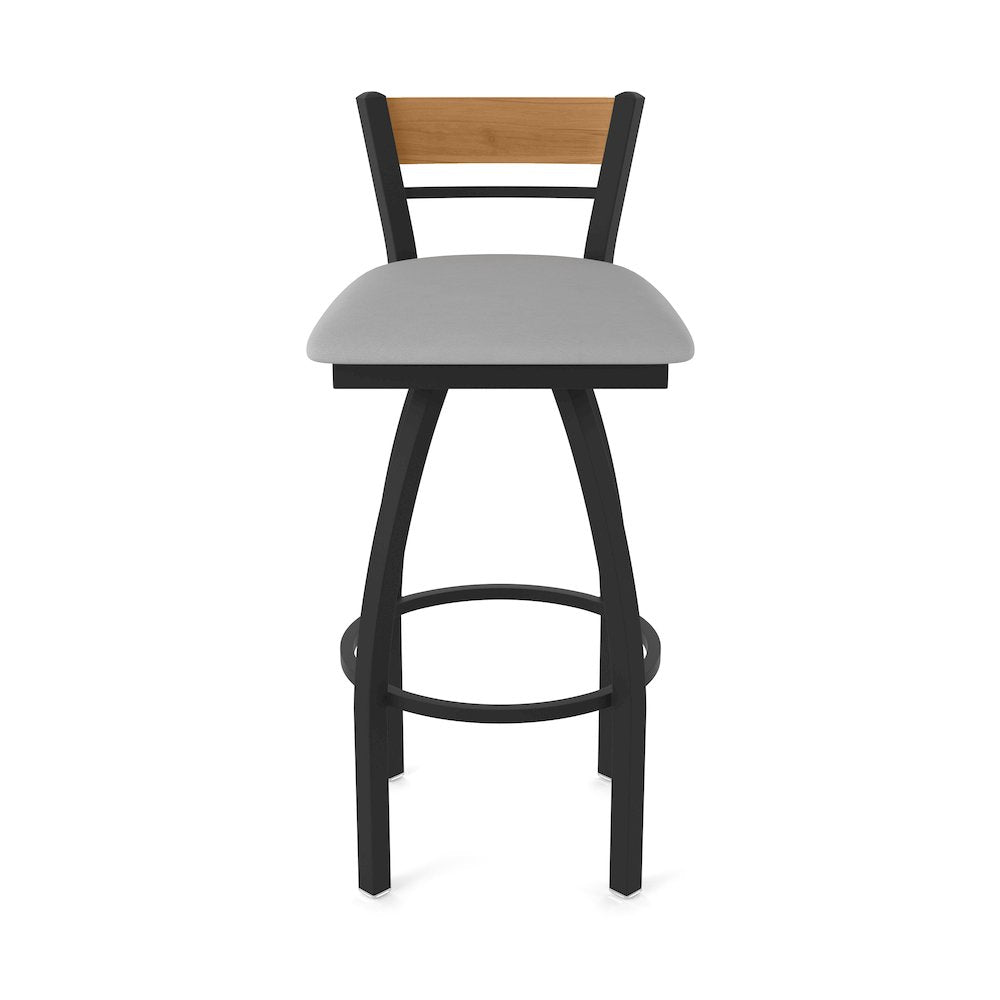 36" Swivel Extra Tall Bar Stool, Black Wrinkle Finish, Medium Back