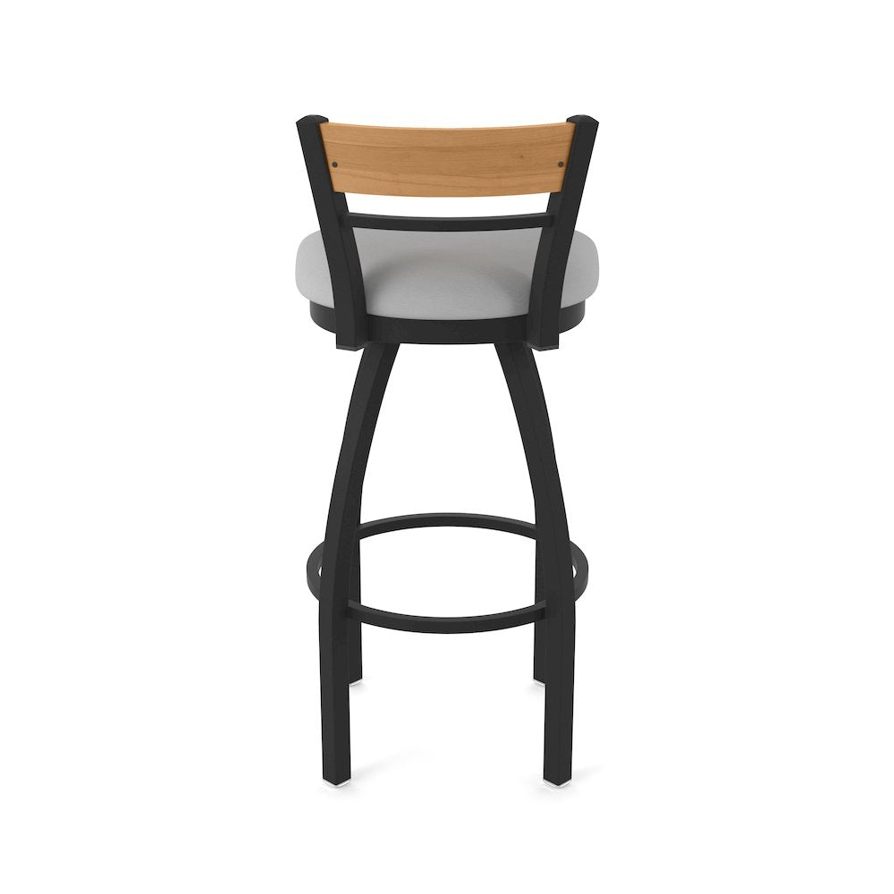 36" Swivel Extra Tall Bar Stool, Black Wrinkle Finish, Medium Back