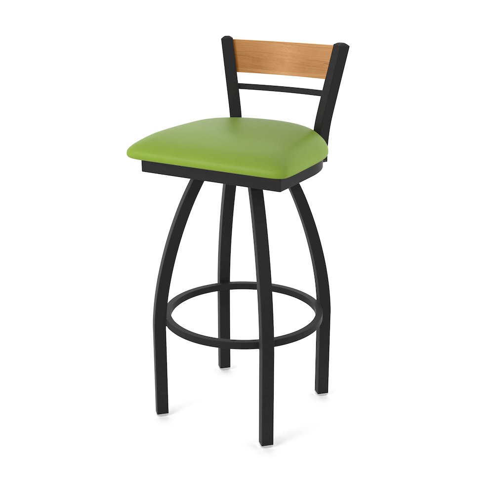 36" Swivel Extra Tall Bar Stool, Black Wrinkle Finish, Medium Back