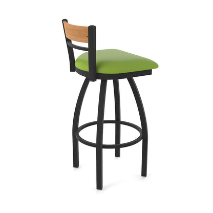 36" Swivel Extra Tall Bar Stool, Black Wrinkle Finish, Medium Back