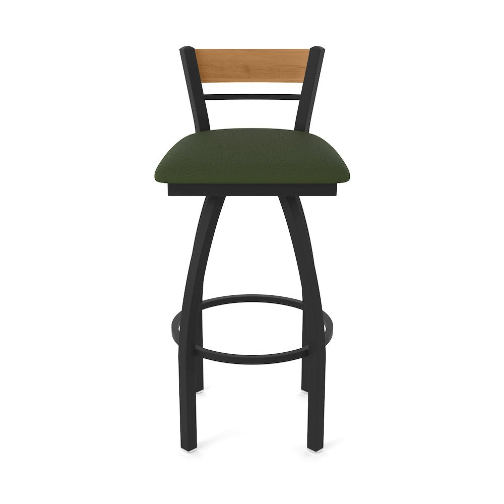 36" Swivel Extra Tall Bar Stool, Black Wrinkle Finish, Medium Back