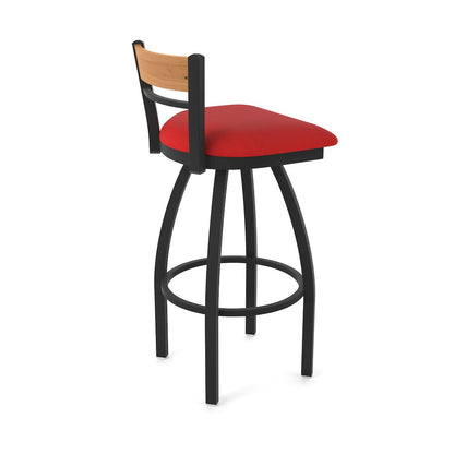 36" Swivel Extra Tall Bar Stool, Black Wrinkle Finish, Medium Back