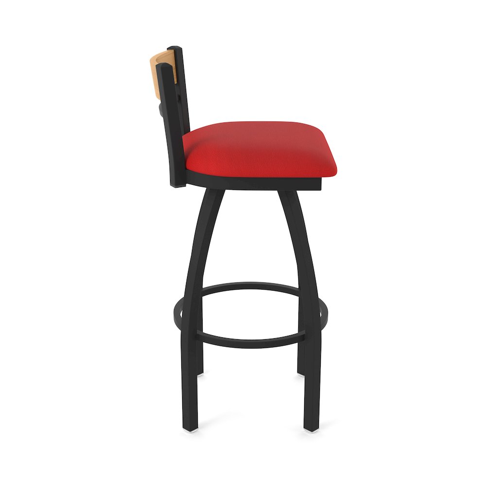36" Swivel Extra Tall Bar Stool, Black Wrinkle Finish, Medium Back