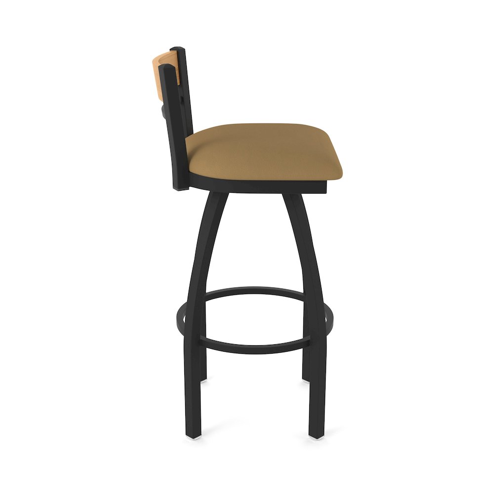 36" Swivel Extra Tall Bar Stool, Black Wrinkle Finish, Medium Back