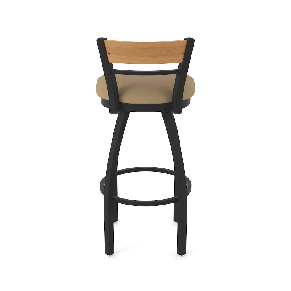 36" Swivel Extra Tall Bar Stool, Black Wrinkle Finish, Medium Back