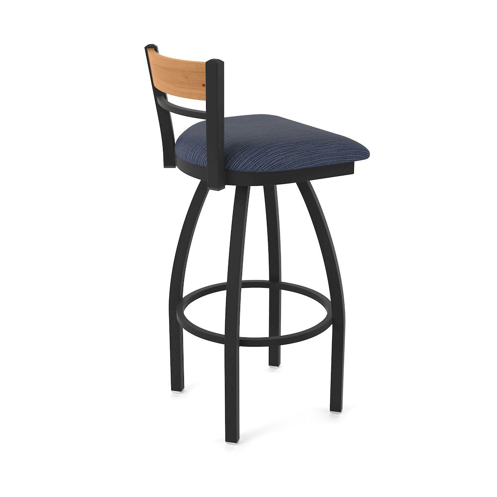 36" Swivel Extra Tall Bar Stool, Black Wrinkle Finish, Medium Back