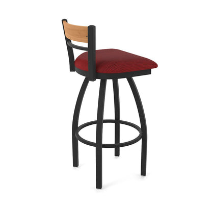 36" Swivel Extra Tall Bar Stool, Black Wrinkle Finish, Medium Back