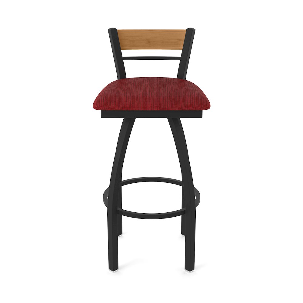 36" Swivel Extra Tall Bar Stool, Black Wrinkle Finish, Medium Back