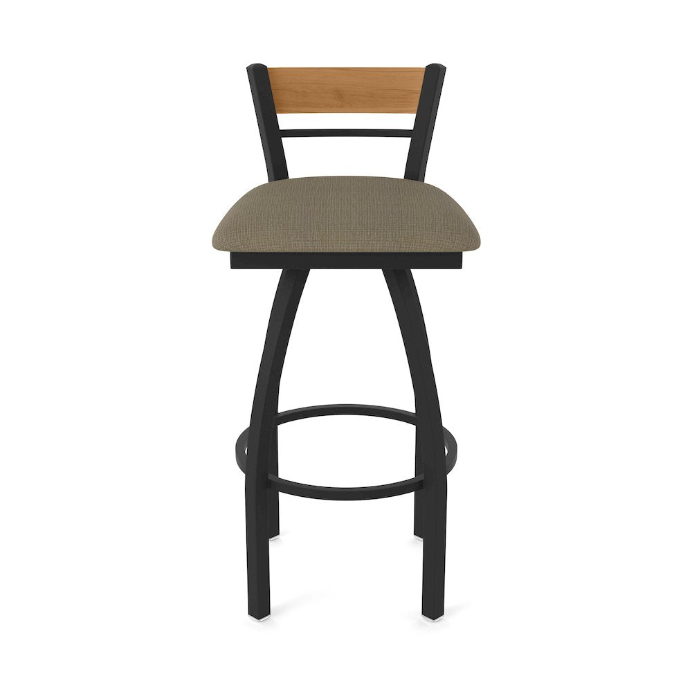 36" Swivel Extra Tall Bar Stool, Black Wrinkle Finish, Medium Back