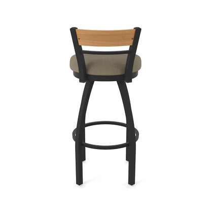 36" Swivel Extra Tall Bar Stool, Black Wrinkle Finish, Medium Back