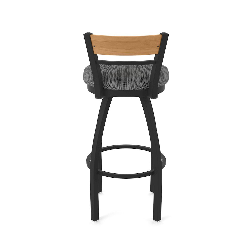 36" Swivel Extra Tall Bar Stool, Black Wrinkle Finish, Medium Back