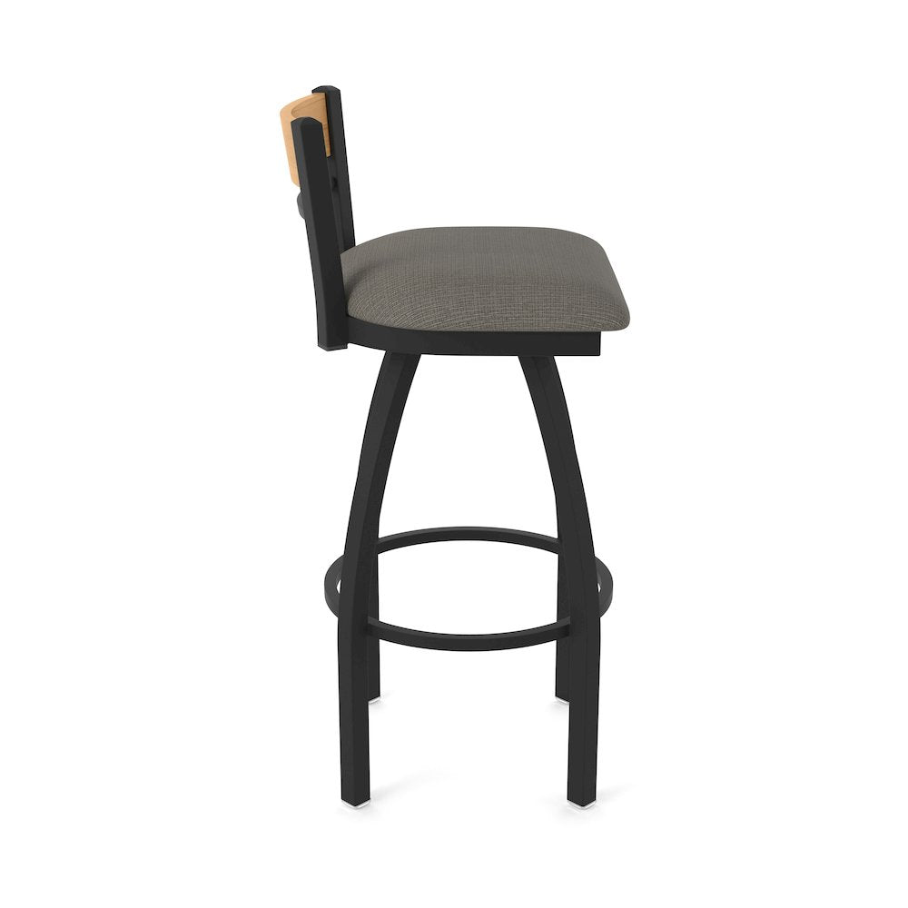 36" Swivel Extra Tall Bar Stool, Black Wrinkle Finish, Medium Back