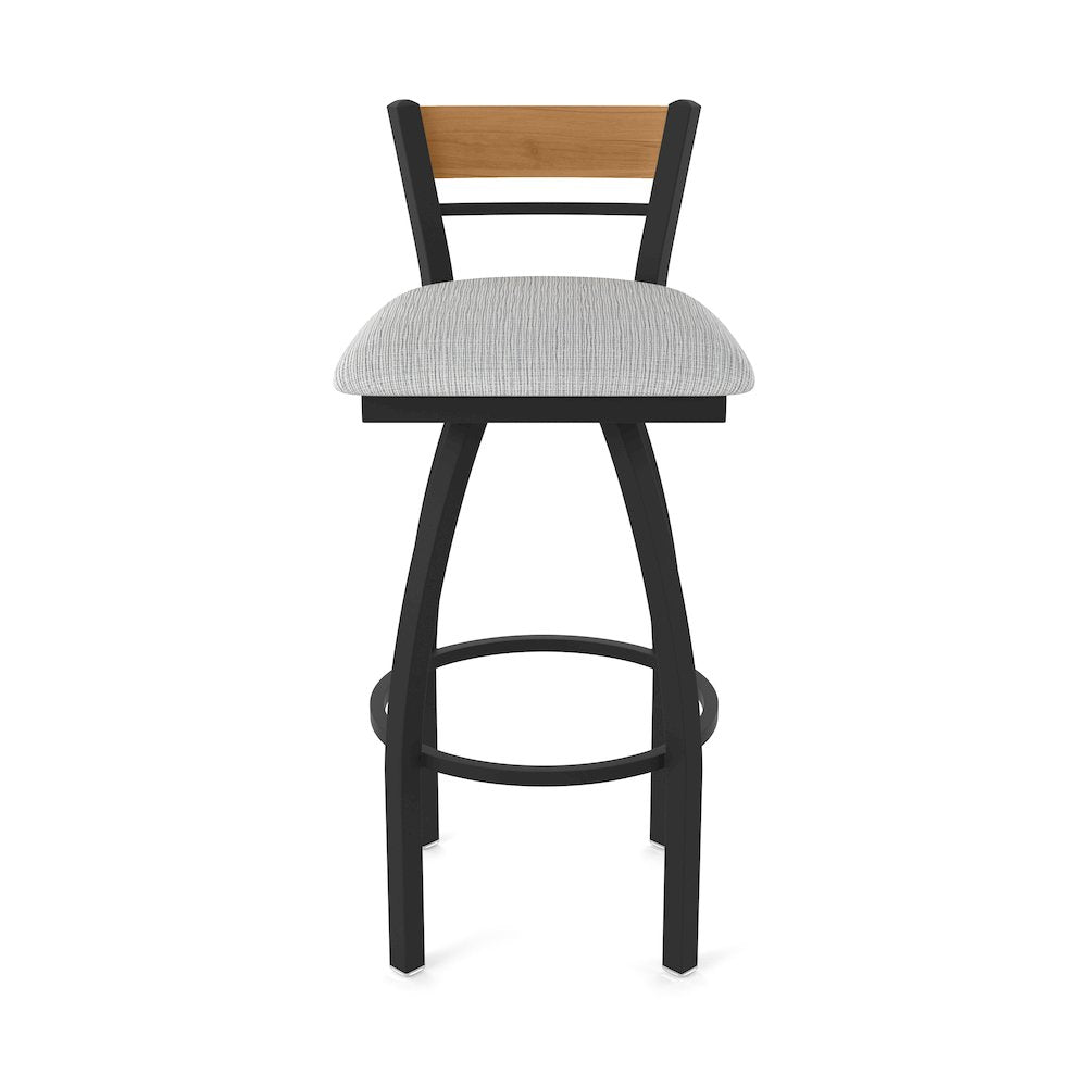 36" Swivel Extra Tall Bar Stool, Black Wrinkle Finish, Medium Back