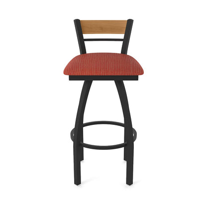36" Swivel Extra Tall Bar Stool, Black Wrinkle Finish, Medium Back