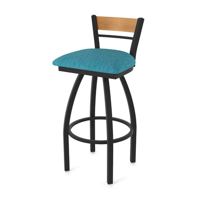 36" Swivel Extra Tall Bar Stool, Black Wrinkle Finish, Medium Back