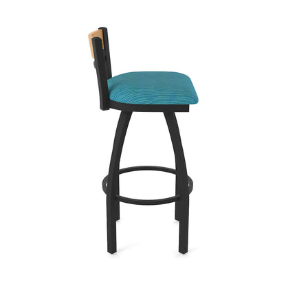 36" Swivel Extra Tall Bar Stool, Black Wrinkle Finish, Medium Back
