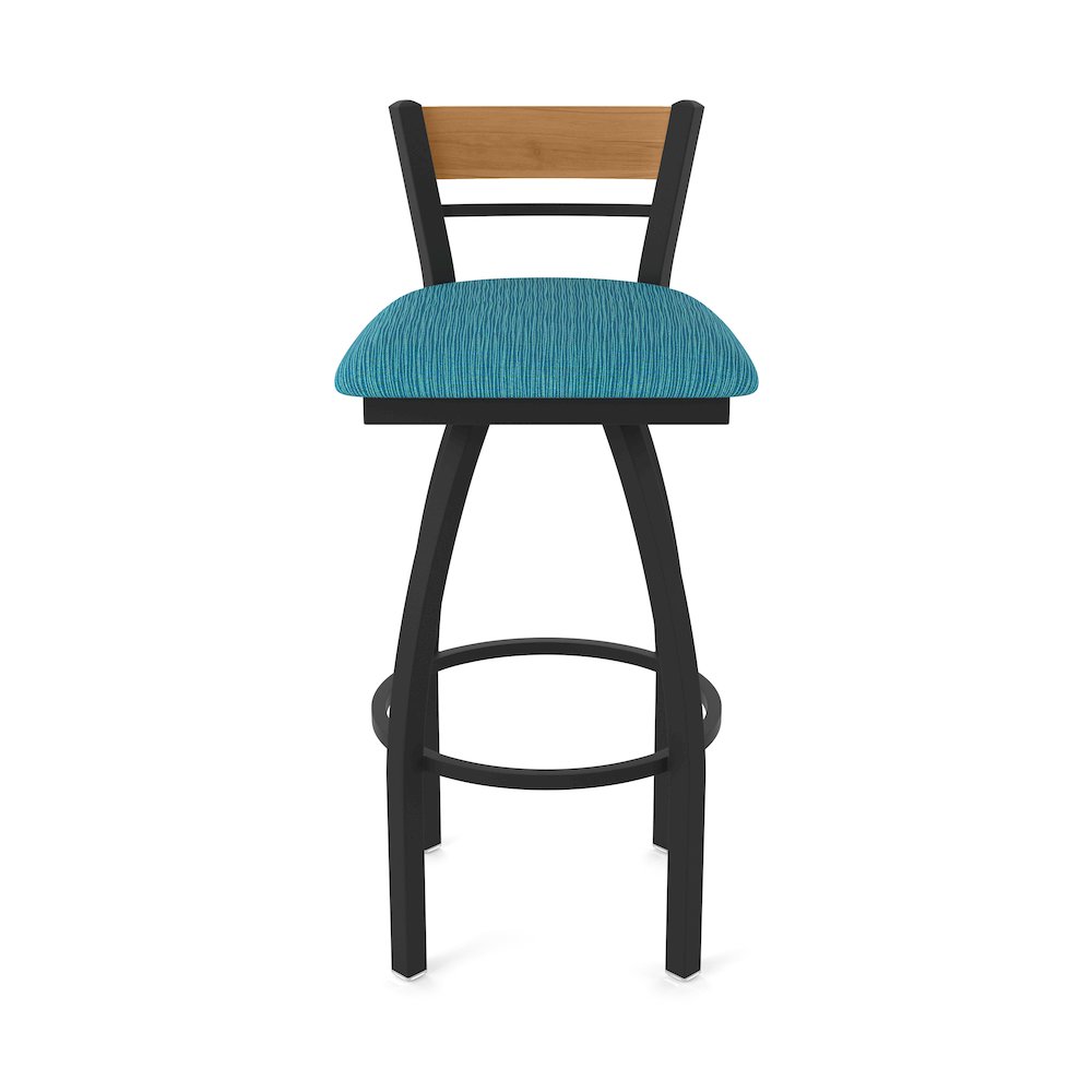 36" Swivel Extra Tall Bar Stool, Black Wrinkle Finish, Medium Back
