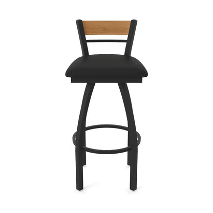36" Swivel Extra Tall Bar Stool, Black Wrinkle Finish, Medium Back