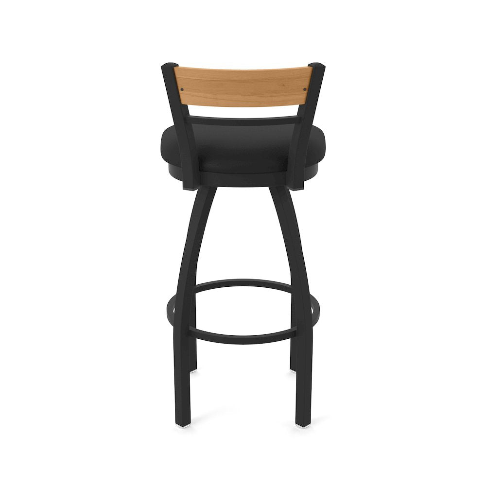 36" Swivel Extra Tall Bar Stool, Black Wrinkle Finish, Medium Back