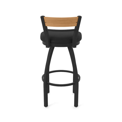 36" Swivel Extra Tall Bar Stool, Black Wrinkle Finish, Medium Back
