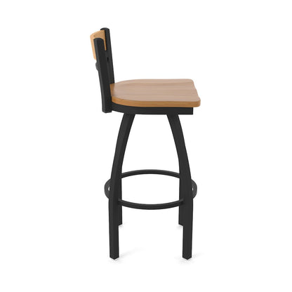 36" Swivel Extra Tall Bar Stool, Black Wrinkle Finish, Medium Back