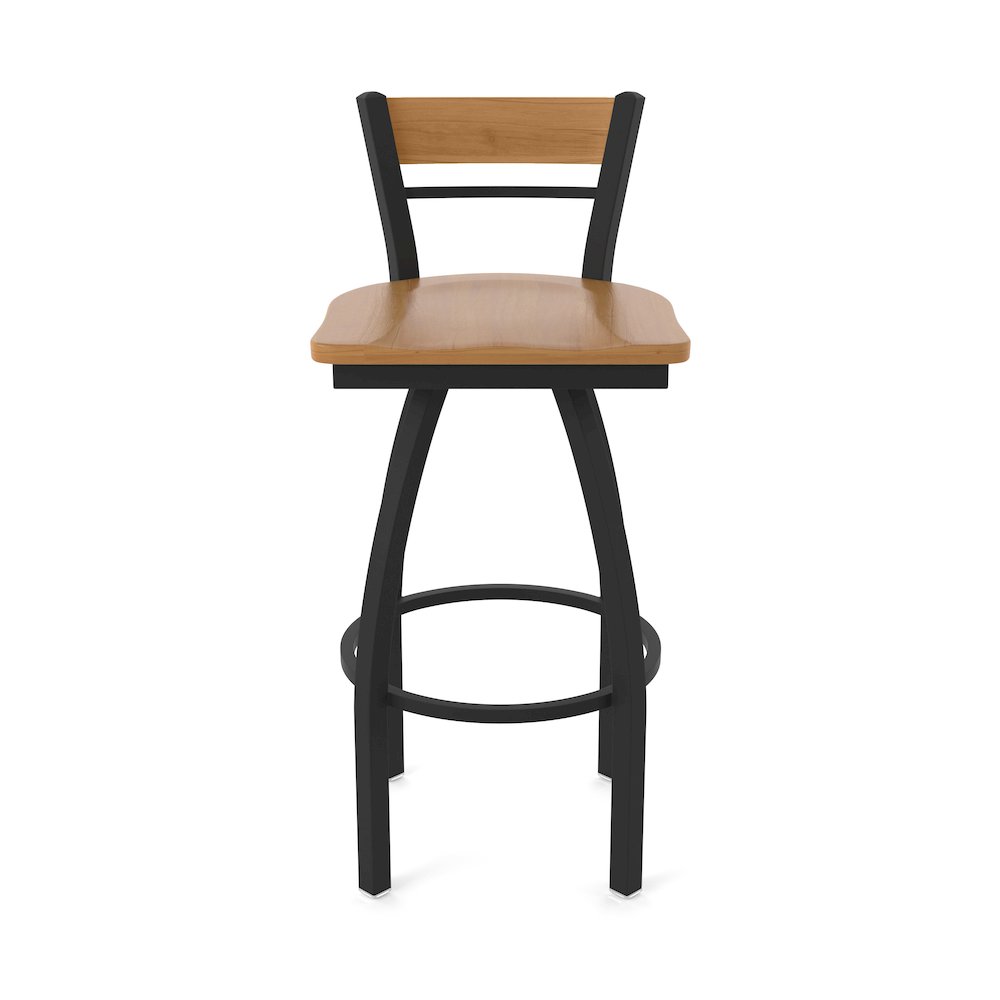 36" Swivel Extra Tall Bar Stool, Black Wrinkle Finish, Medium Back