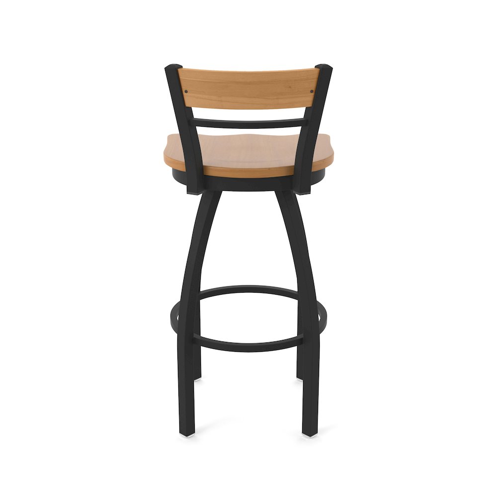 36" Swivel Extra Tall Bar Stool, Black Wrinkle Finish, Medium Back