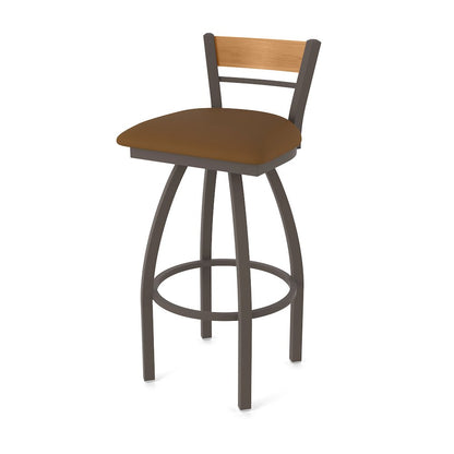 36" Swivel Extra Tall Bar Stool, Bronze Finish, Medium Back, Canter Thatch Seat