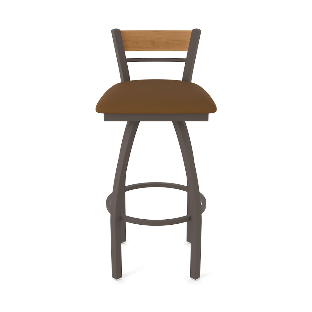 36" Swivel Extra Tall Bar Stool, Bronze Finish, Medium Back, Canter Thatch Seat