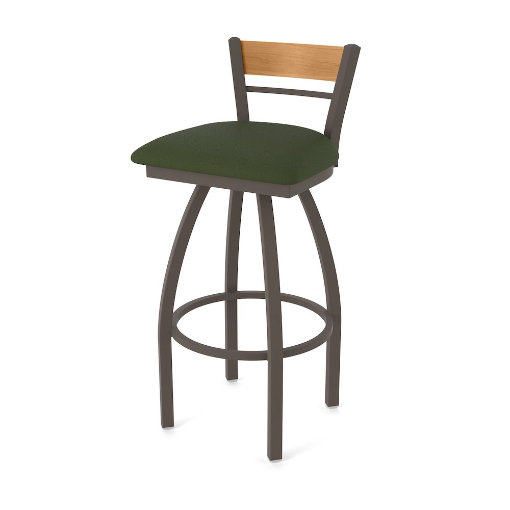 36" Swivel Extra Tall Bar Stool, Bronze Finish, Medium Back, Canter Pine Seat