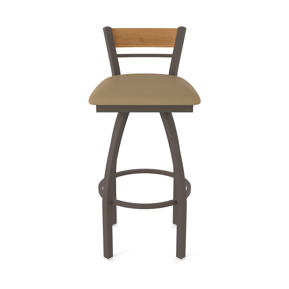 36" Swivel Extra Tall Bar Stool, Bronze Finish, Medium Back, Canter Sand Seat