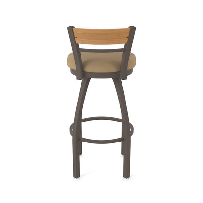 36" Swivel Extra Tall Bar Stool, Bronze Finish, Medium Back, Canter Sand Seat