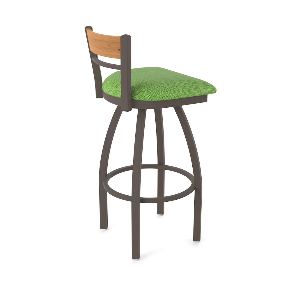 36" Swivel Extra Tall Bar Stool, Bronze Finish, Medium Back, Graph Parrot Seat