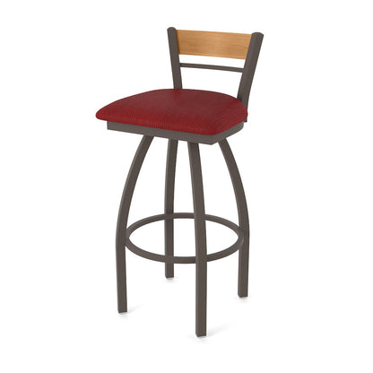 36" Swivel Extra Tall Bar Stool, Bronze Finish, Medium Back, Graph Ruby Seat