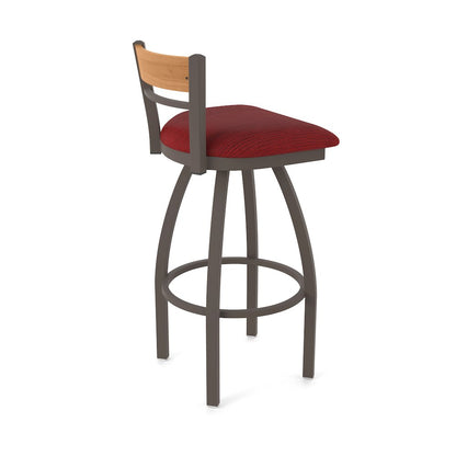 36" Swivel Extra Tall Bar Stool, Bronze Finish, Medium Back, Graph Ruby Seat